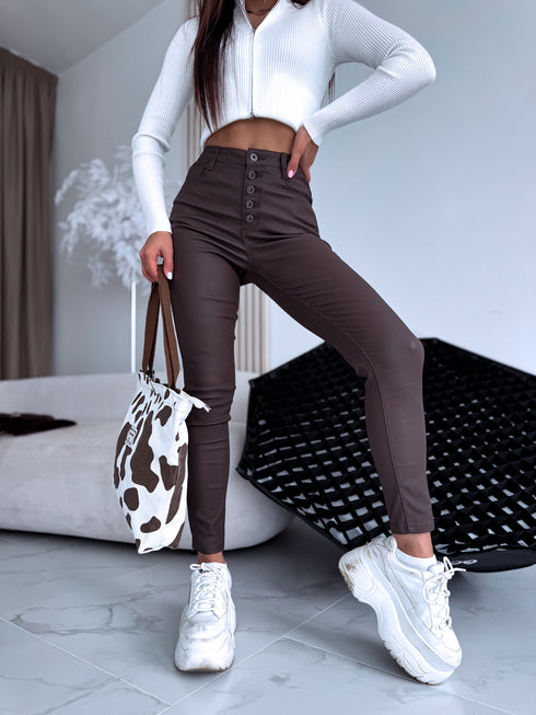 "GET IT" faux leather pants C9255-3 - CHOCO