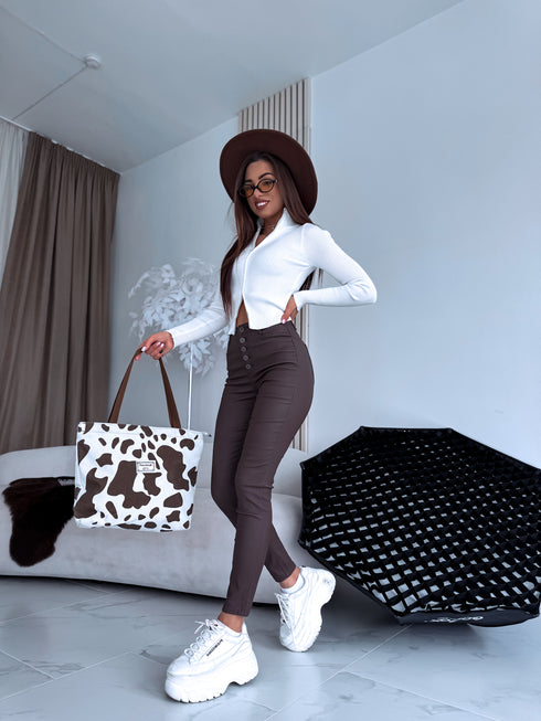 "GET IT" faux leather pants C9255-3 - CHOCO