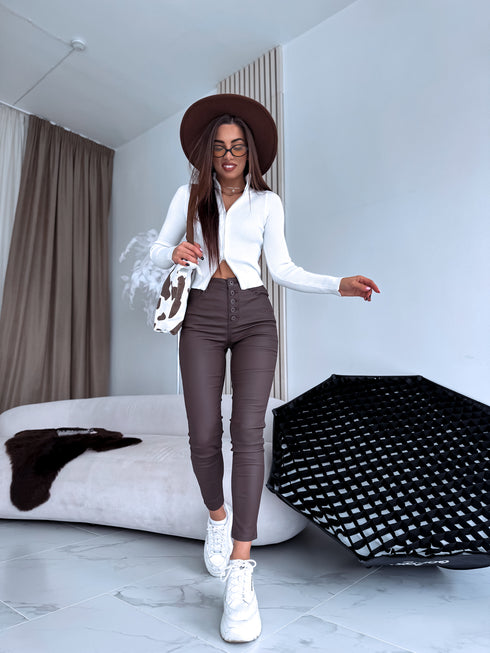 "GET IT" faux leather pants C9255-3 - CHOCO