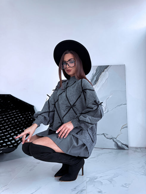 Knitted sweater "Belle Bow MC-4265" - GREY