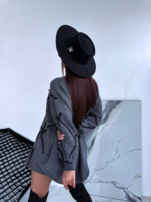 Knitted sweater "Belle Bow MC-4265" - GREY