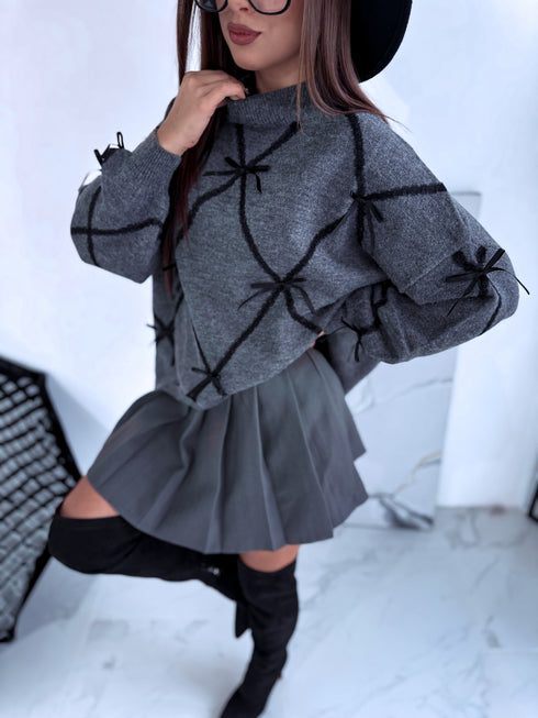 Knitted sweater "Belle Bow MC-4265" - GREY