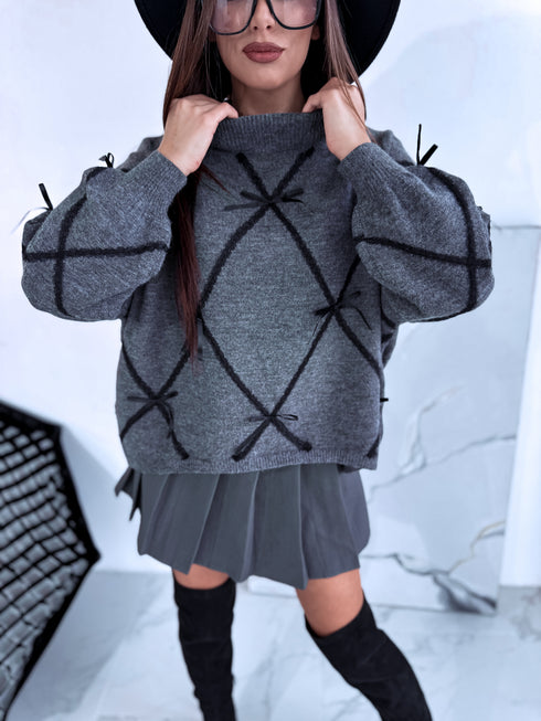 Knitted sweater "Belle Bow MC-4265" - GREY