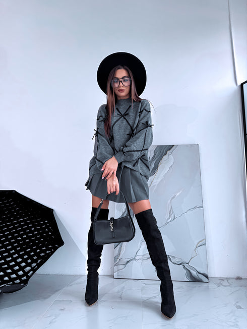 Knitted sweater "Belle Bow MC-4265" - GREY