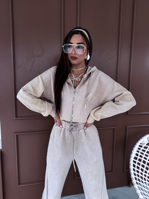 Set "ROWAN" pants + crop jacket - BEIGE