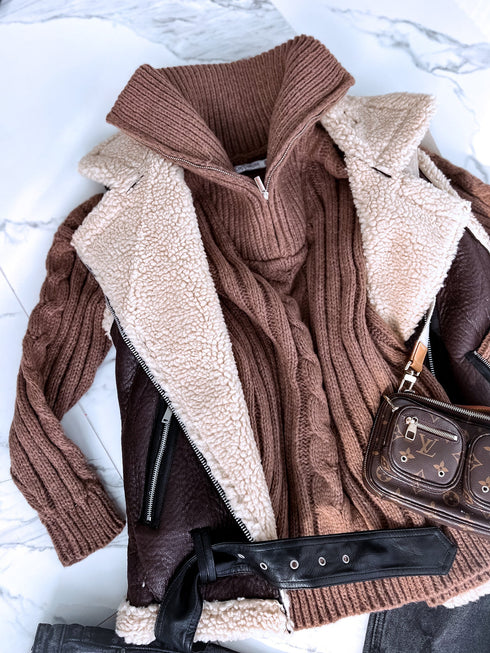 ELYNDI aviatoriaus tipo liemenė - šokolado ruda