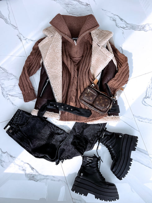 ELYNDI aviatoriaus tipo liemenė - šokolado ruda