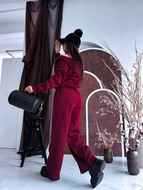 Комплект "MERLOT M-4462" брюки + кофта - БОРДОВАЯ