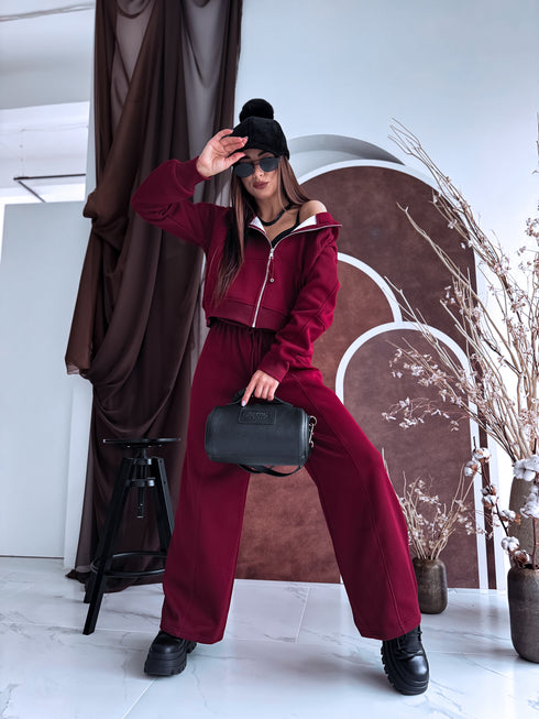 Комплект "MERLOT M-4462" брюки + кофта - БОРДОВАЯ