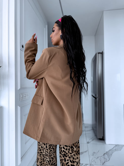 Oversize, klasikinis švarkas - ŠVIESI RUDA