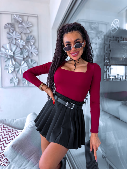 Burgundy, basic PUSH-UP tops with square neckline PRE-ORDER