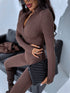 Chocolate brown, stretchy jumpsuit with front zipper