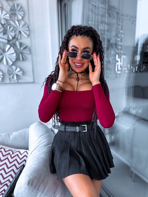 Burgundy, basic PUSH-UP tops with square neckline PRE-ORDER