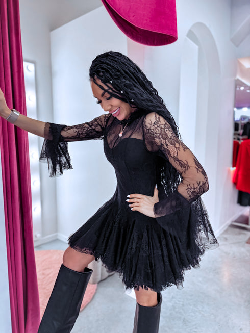 Mežģīņu kleita "SECRET NIGHT R11272" - MELNA