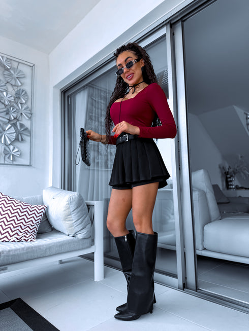 Burgundy, basic PUSH-UP tops with square neckline PRE-ORDER