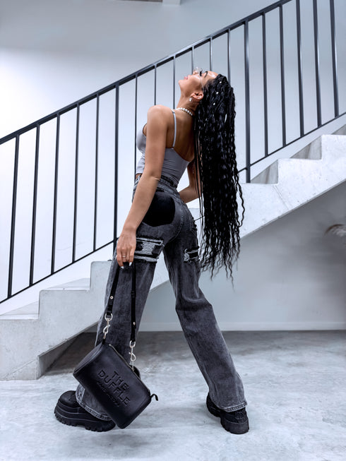 Džinsa bikses "RIPPED REAR" T6377-10 - TUMŠI PELĒKAS