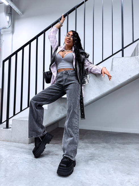 Džinsa bikses "RIPPED REAR" T6377-10 - TUMŠI PELĒKAS