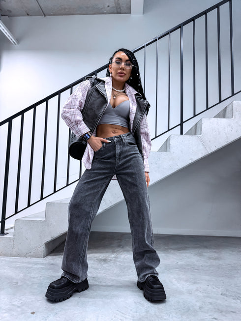 Džinsa bikses "RIPPED REAR" T6377-10 - TUMŠI PELĒKAS