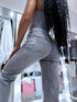 GREY mom fit denim pants HM306-6 "SMOKE"