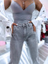 GREY mom fit denim pants HM306-6 "SMOKE"