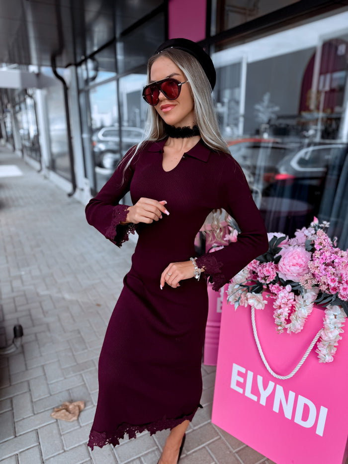 Adīta kleita ar apkakli "NICOLE" 5327 - VIOLETA