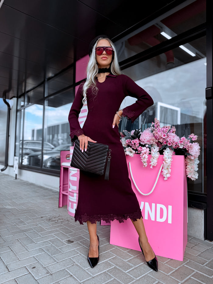 Adīta kleita ar apkakli "NICOLE" 5327 - VIOLETA