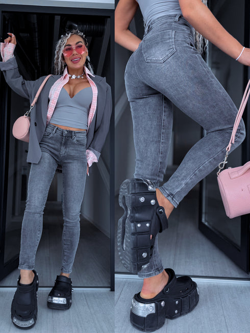 Джинсы "PEACH FIT" 8872 - ТЕМНО-СЕРЫЕ