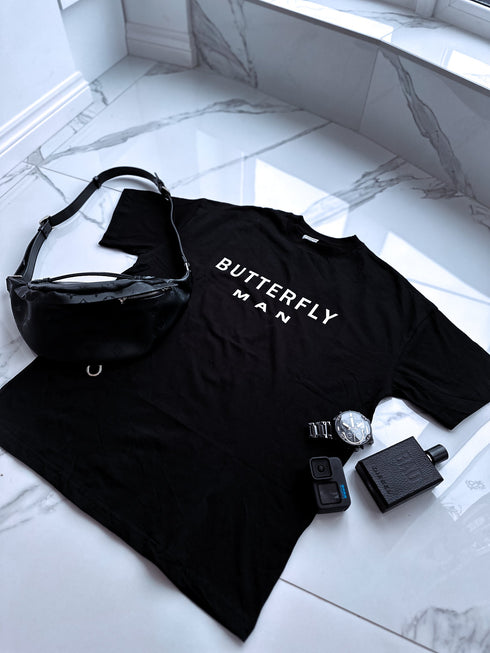 BUTTERFLY MAN kokvilnas T-krekls - MELNS