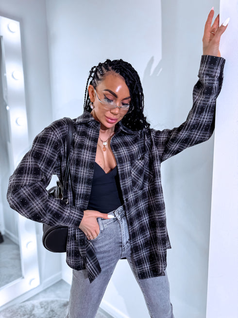 LUX Checked Shirt "KIND" LM81 – Dark Grey PRE-ORDER