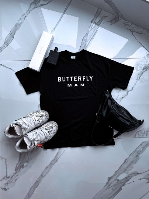 BUTTERFLY MAN kokvilnas T-krekls - MELNS