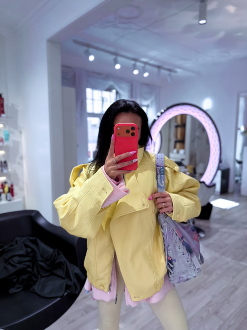 Faux Leather Jacket "PISTACHIO W5009" - YELLOW PRE-ORDER