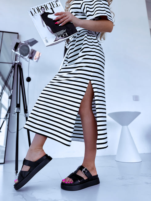 Plus size dress "WATERMELON" - black with white