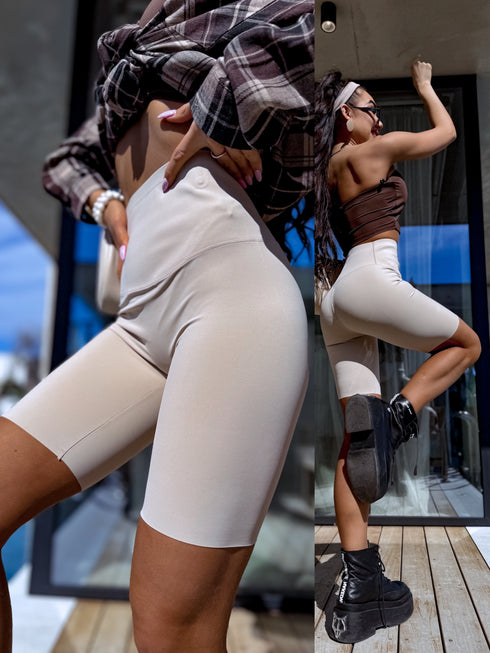 Paslaidinoši šorti ar EXTRA augstu jostasvietu - bēši