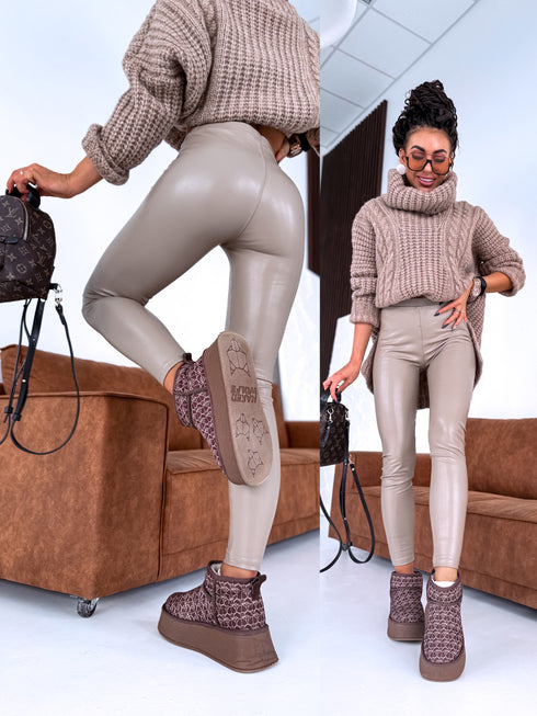 Леггинсы из искусственной кожи "Сентябрь" - ТЕМНО-БЕЖЕВЫЕ VS18001-10