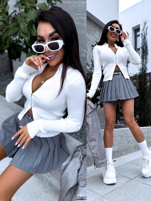 Knitted jacket  "POPPIN" - WHITE