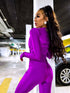 Fitted jumpsuit with back gathers - PURPLE