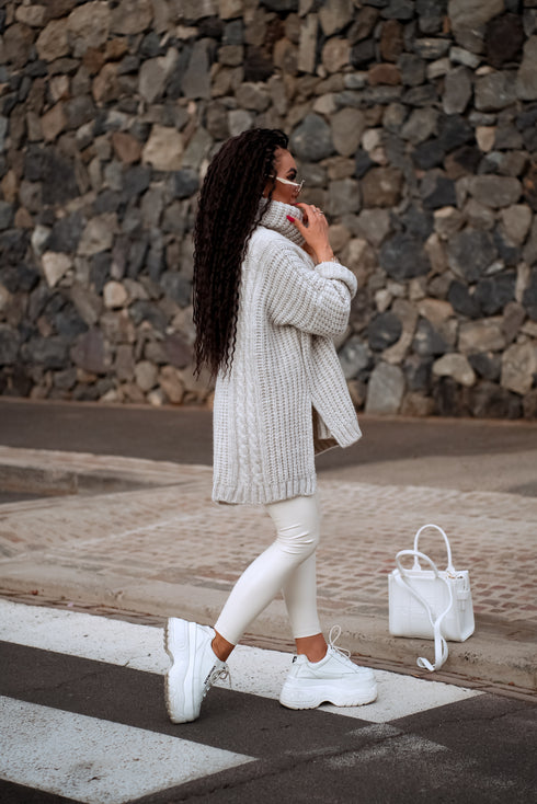 ELYNDI extended wool sweater - light beige