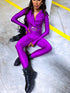 Fitted jumpsuit with back gathers - PURPLE