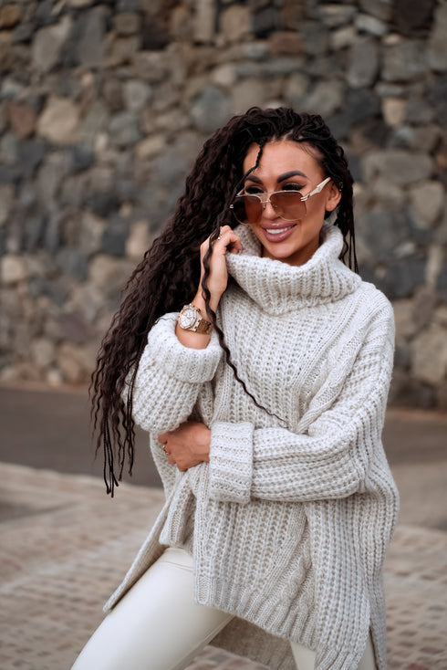 ELYNDI extended wool sweater - light beige