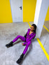 Fitted jumpsuit with back gathers - PURPLE