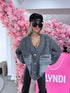 Megzta striukė "WONDER JEANS 10#" - TAMSIAI PILKA