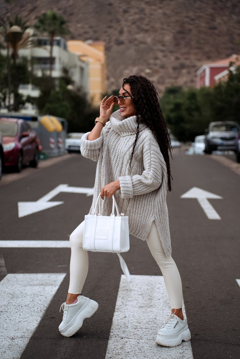 ELYNDI extended wool sweater - light beige