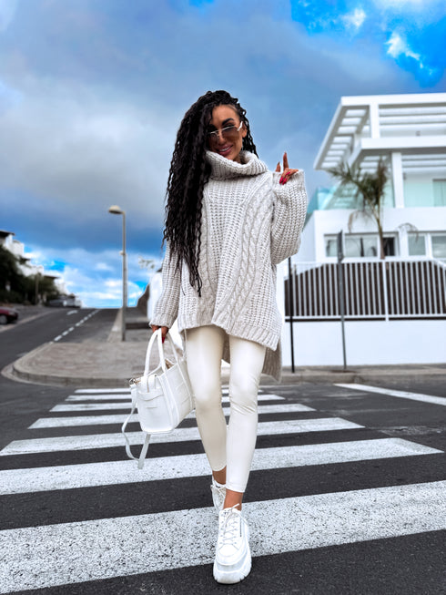 ELYNDI extended wool sweater - light beige