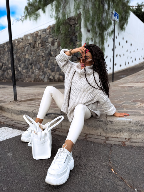 ELYNDI extended wool sweater - light beige