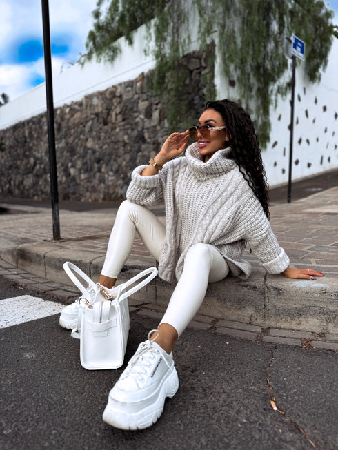 ELYNDI extended wool sweater - light beige