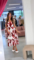 Suknelė "FLORA CHARM" 1363 - BORDO SU BALTA