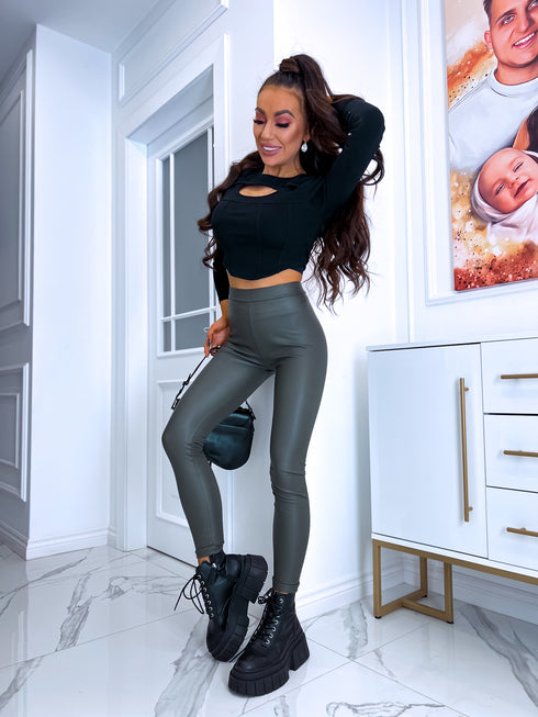 Imitation leather leggings "SEPTEMBER LEVEL UP" - HAKI