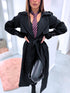 "PARIS CHIC 8017" long trench coat - BLACK