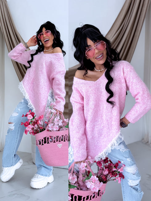 Asimetrisks džemperis "MAJESTY LOOK Z2206" - MAIGI ROZĀ