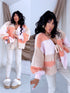 Knitted jacket "COLOR MAGIC Y2812" - PINK WITH ORANGE